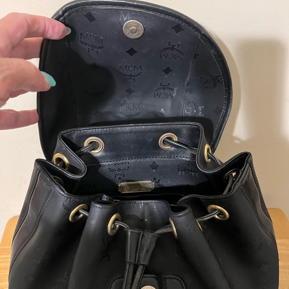 MCM Black Logo Backpack - Picture 10 of 13